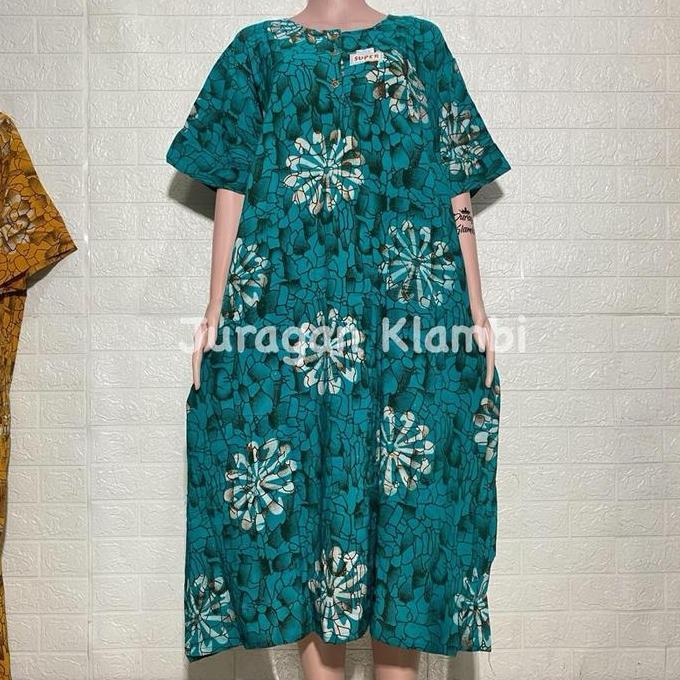 Daster Kencana Ungu 3L Jumbo LD 130 Batik Cetak Busui Kancing Tebal Adem Cantik Nyaman Wanita Menyus