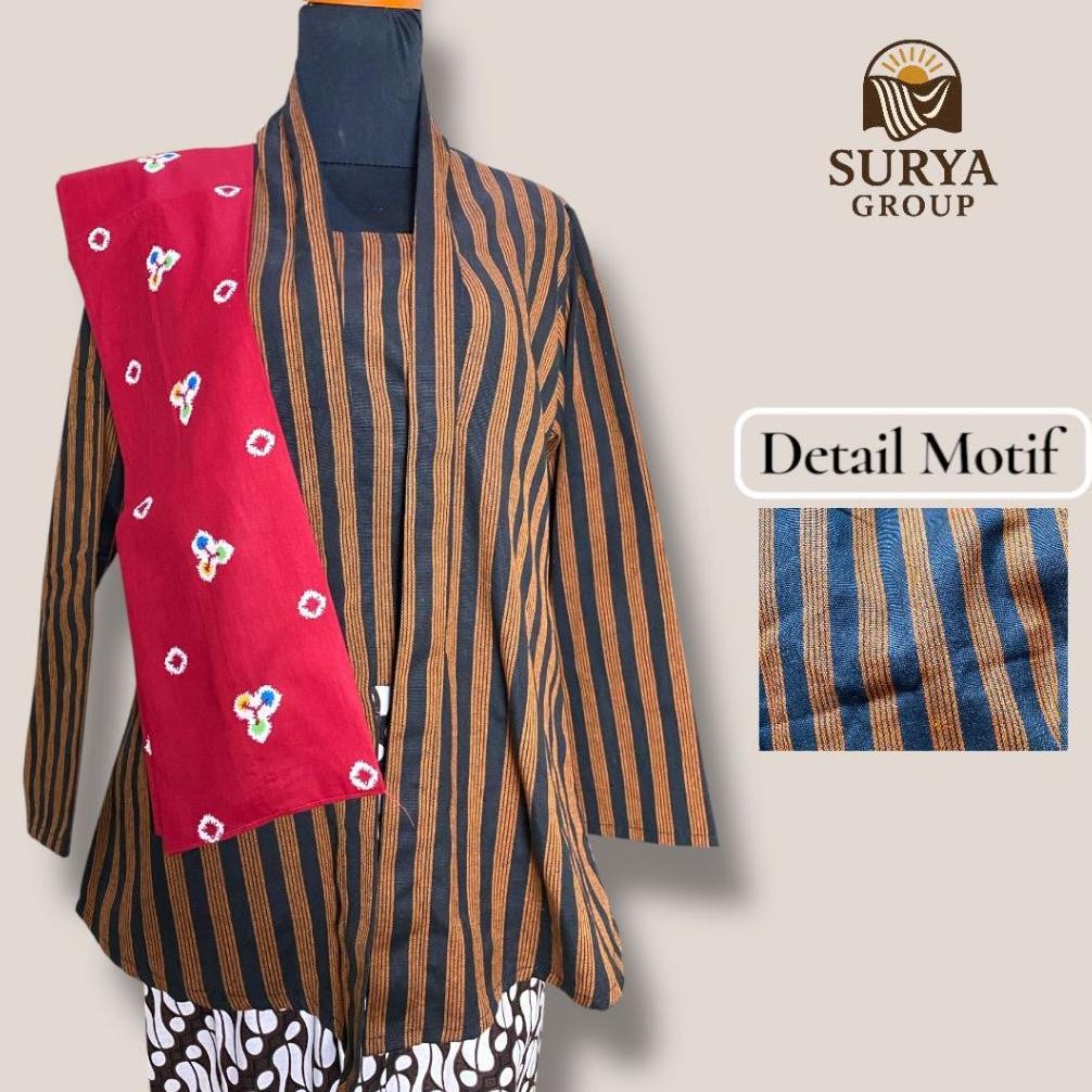 Sale Kebaya Kutubaru Motif Lurik Dewasa Katun Halus-Baju Tradisional Adat Jawa Wanita