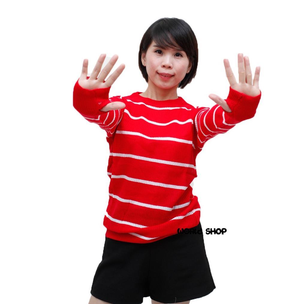 Sweater Rajut Roundhand Stripe | Sweater Bahan Rajut | Sweater Wanita