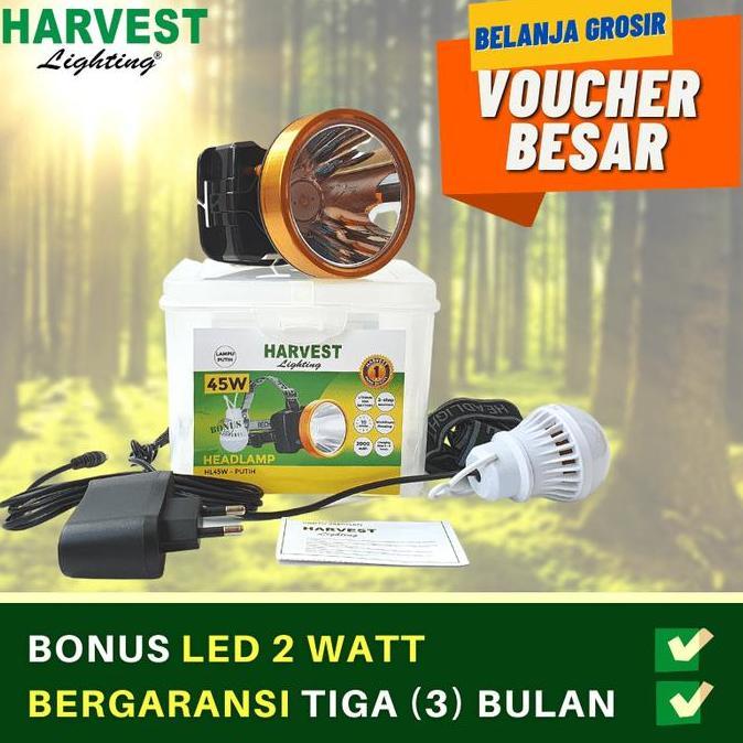 45W,HEADLAMP SENTER KEPALA MULTIGUNA KUALITAS PREMIUM HARVEST LED