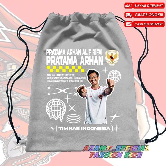 (BISA COD) Tas Serut String Bag Anak Pratama Arhan Pemain Timnas Free Nama / Tas Serut Cordura Pemai