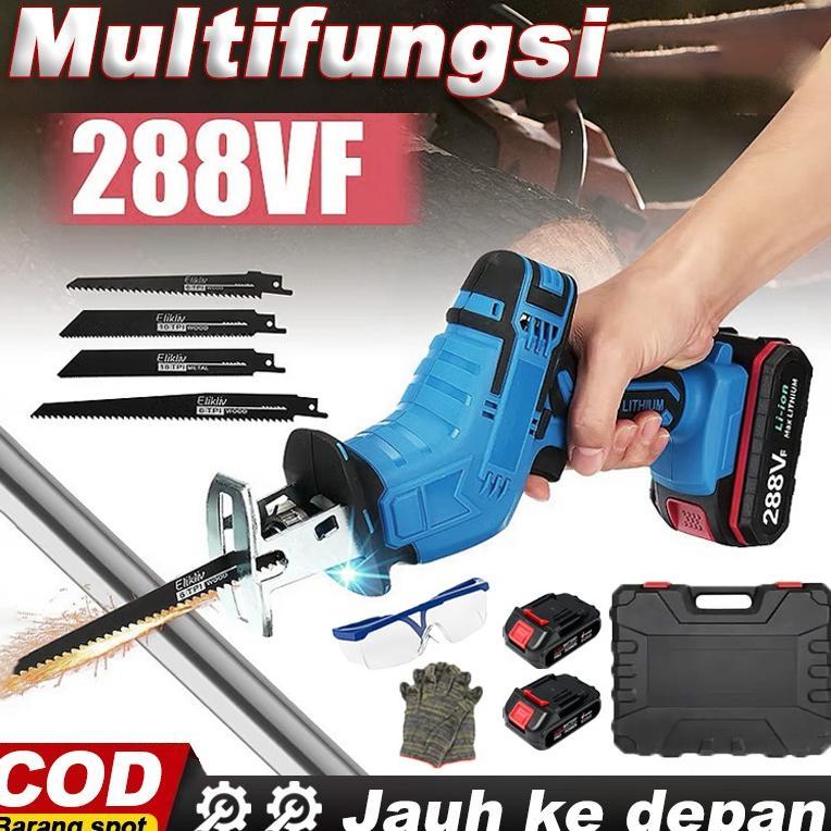 Effort Gergaji Mesin Mini Multifungsi Reciprocating Saw Gergaji Baterai Pemotong Listrik Kayu Logam 