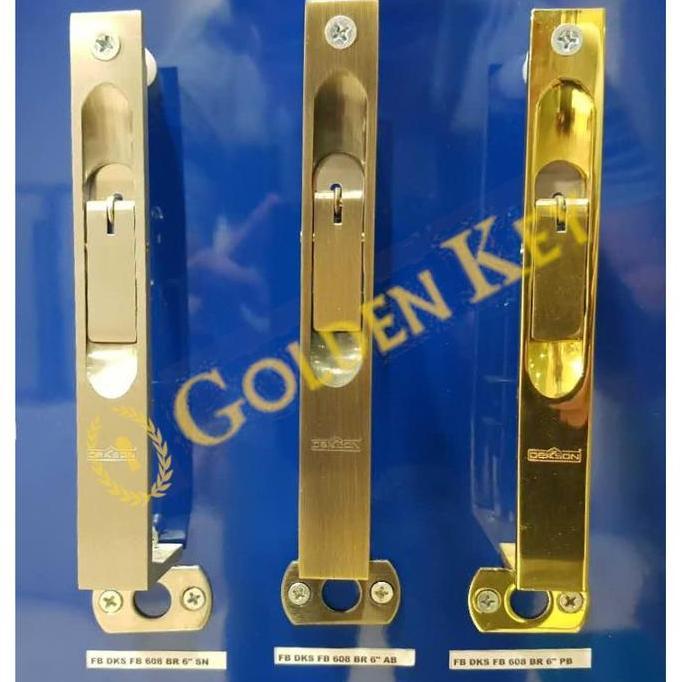 Flush Bolt Dekkson FB 608 BR 6" + 12" Inch Grendel Tanam Slot Kayu