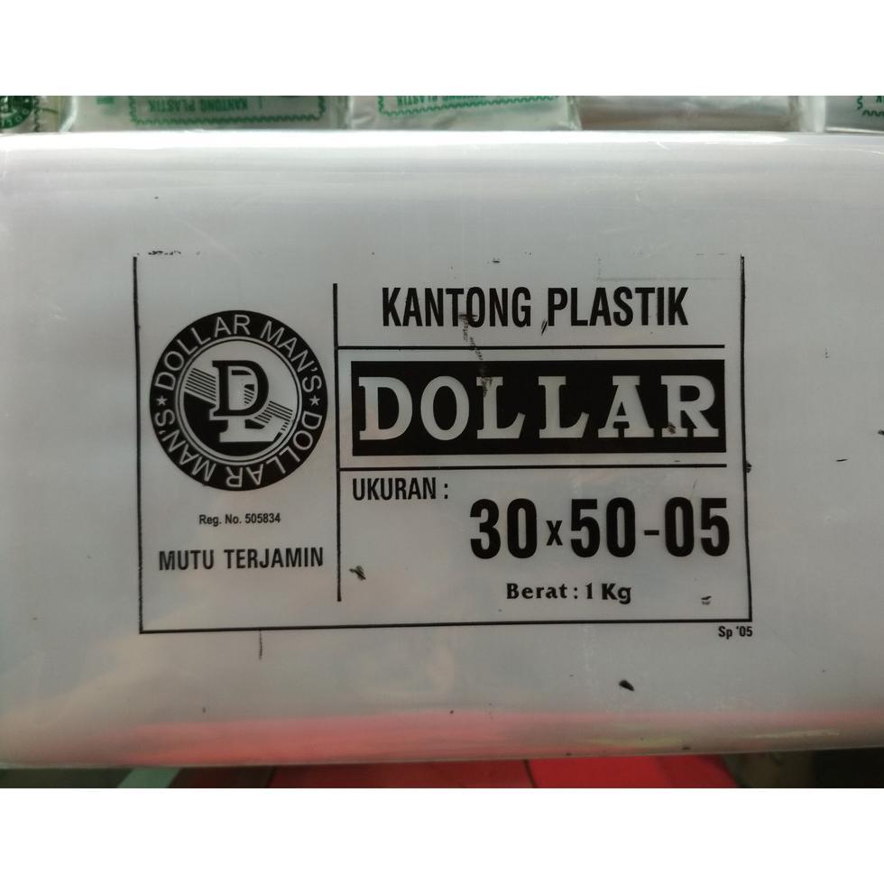 Kantong Plastik Bening Ukuran 30X50-05 / Cap Dollar 30X50