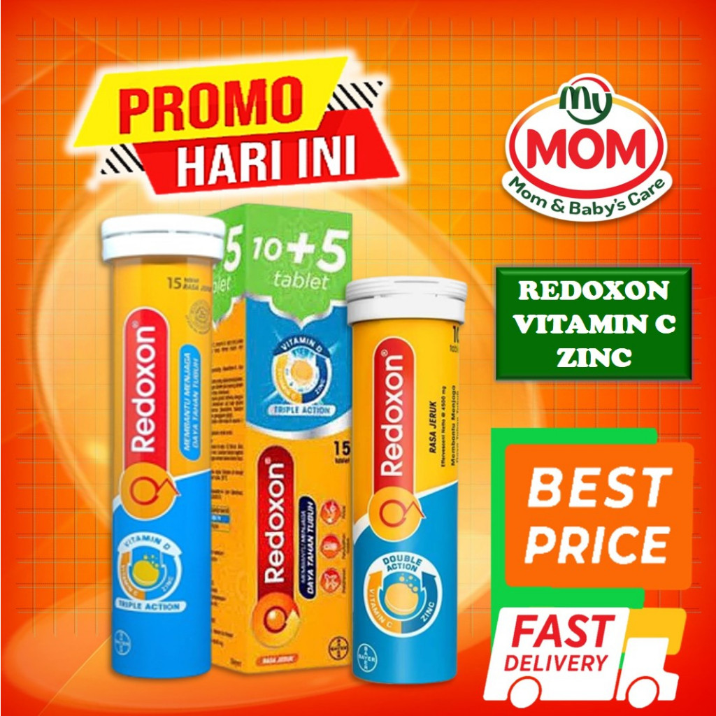 Redoxon Vitamin C Isi 10 Tablet & 15 Tablet - Vitamin C, D & Zinc Multivitamin - Cdr - Mymom