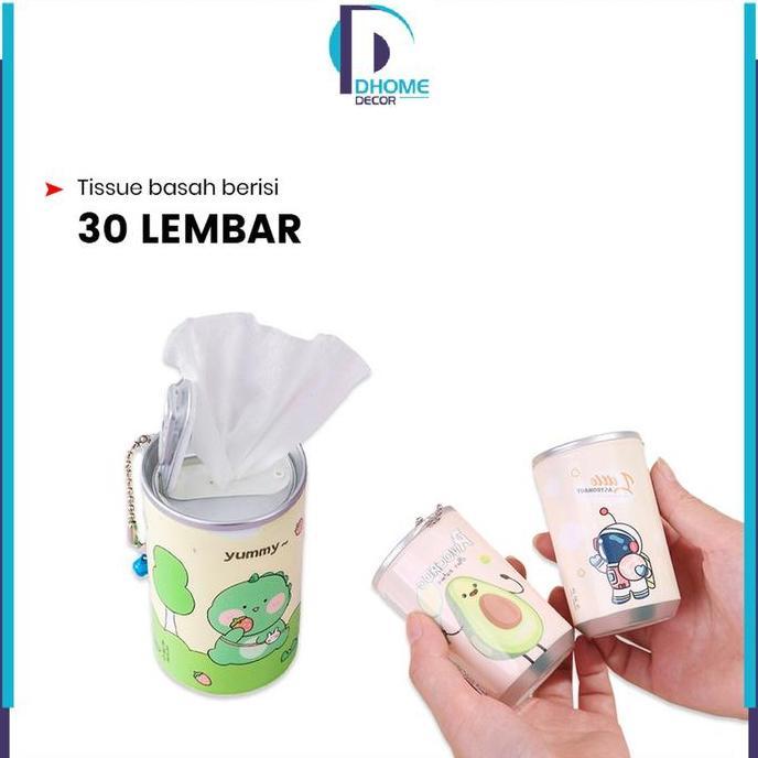DILEDIU [COD] DH C792 Tissue Basah Kaleng Mini Korea Karakter Isi 30 Lembar Sekali Pakai Portable Pr