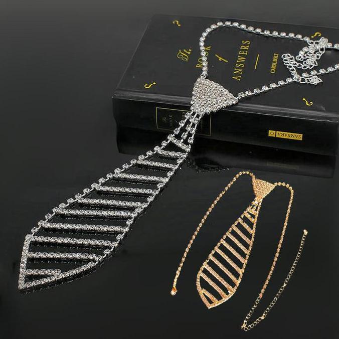 GIYANYAR Kalung Panjang Dasi Berlian Imitasi Necklace Dasi Wanita Sexy