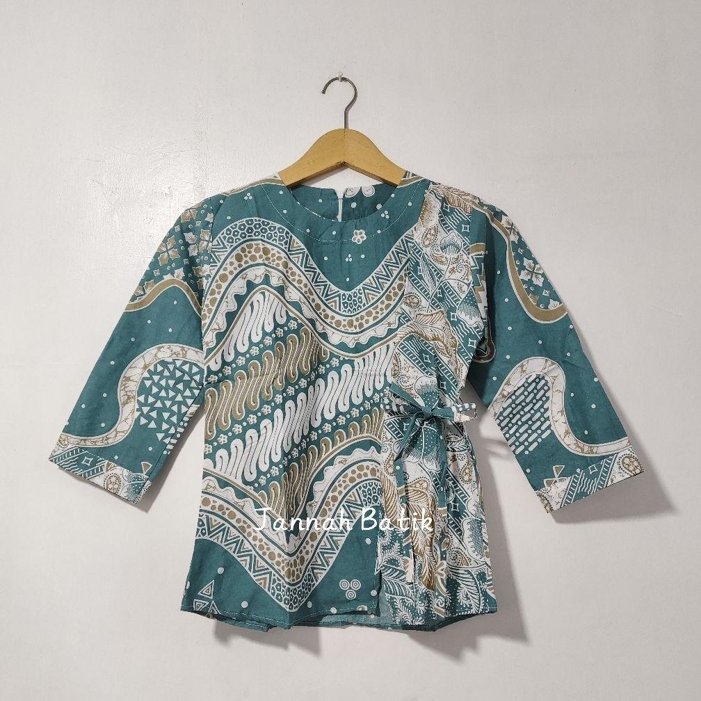 Discount Blus Batik Anak/Abg Yasmin Lengan Panjang Tali Samping//Blus Remaja//Atasan Batik Wanita