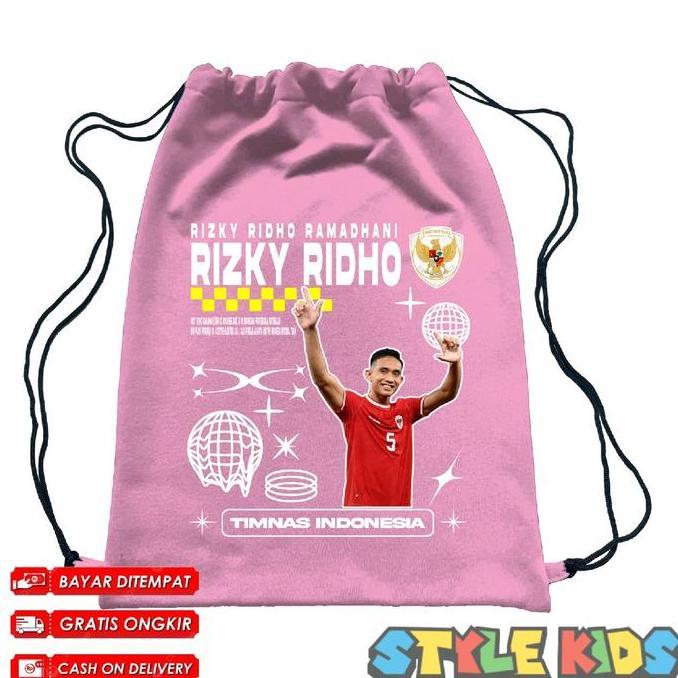 BISA COD Tas Serut Anak Logo Rizky Ridho Timnas Indonesia Player Fashion