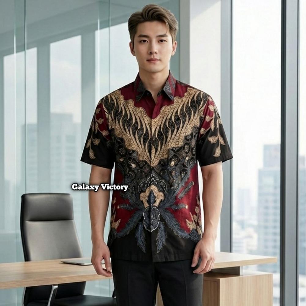 Terbaru Baju Batik Pria Lengan Pendek Exclusive Modern Halus Katun Premium Seragam Pesta Pernikahan_