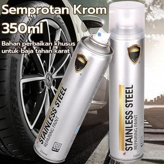 AQZEVUN 350 ML Chrome Spray Paint / Cat chrome /Anti Karat Warna Stainless  / Cat Semprot Chrome / C