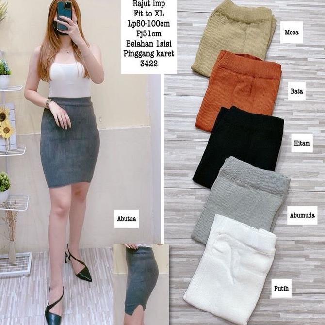 PALING LARIS Rok Span | Rok Wanita | Rok Knit | Rajut | Rok Kantor | Rok Pendek Belah Samping PALING