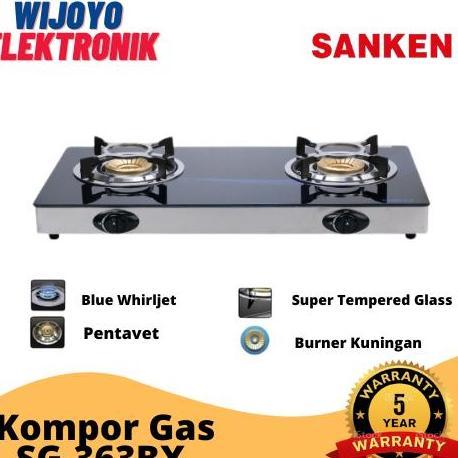 Sanken Sg363 Kompor Gas 2 Tungku Kaca Kompor Dua Tungku