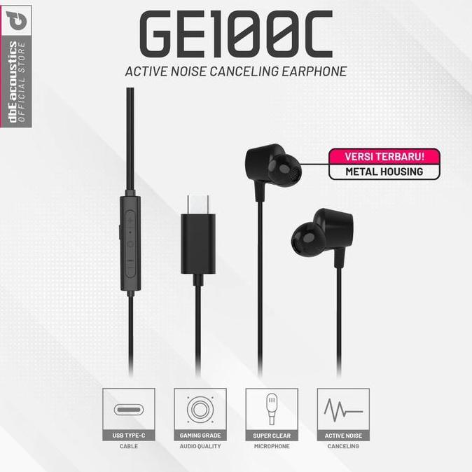 Lengkapjaminan- Dbe Ge100C Type C Anc Gaming Earphone With Microphone