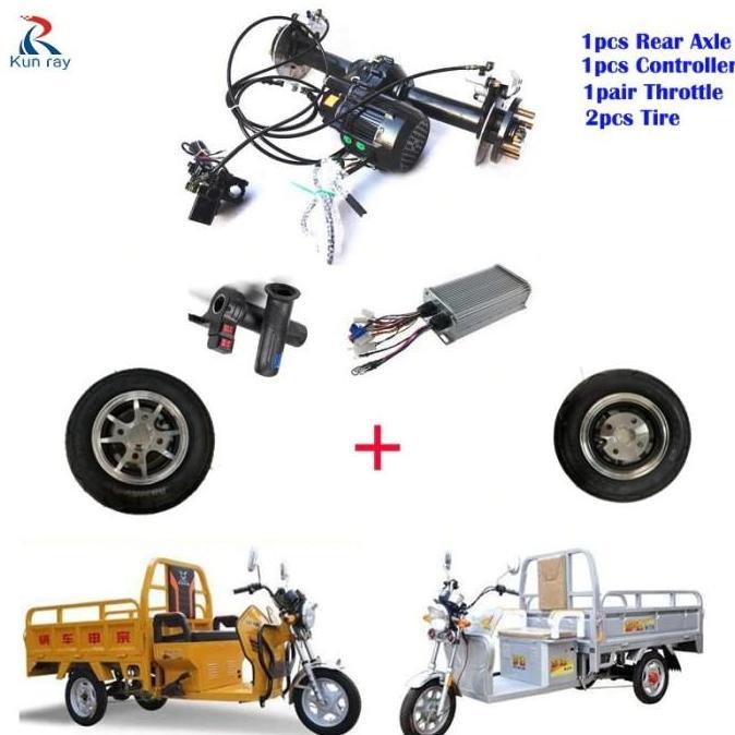 Kit Konversi Motor Gardan Bldc 850W 48V Gearbox 2 Speed Motor Roda 3