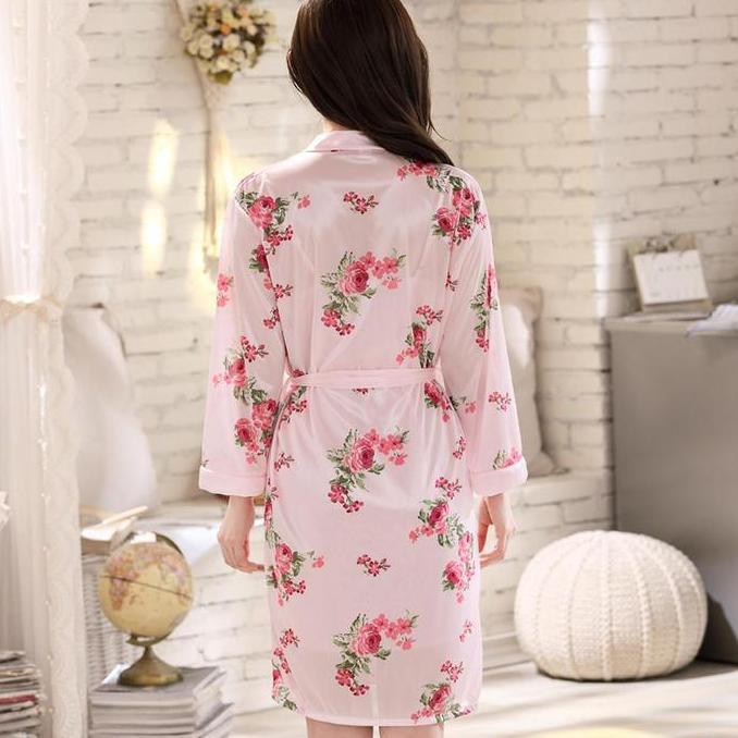 OOTD [ Racun Lingerie ]  Set Kimono Dress Lingerie 2IN1 Piyama Nightwear Wanita Dewasa Motif Flower 