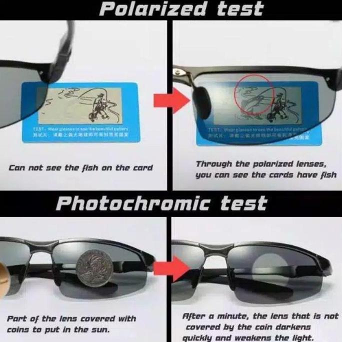 Spuntino- Kacamata Polarized Photochromic Pria Wanita / Kacamata Anti Silau Siang Malam Polarized Ph