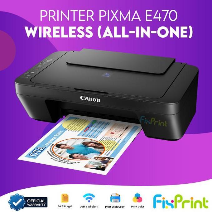 Kantorlengkap- Printer Pixma Canon E470 Green Hijau All In One Wifi Multifunctions Printer Mg570S Sc