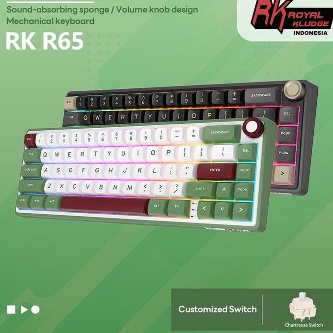 Lengkapjaminan- Royal Kludge Rk R65 Knob 65 Gasket Mechanical Keyboard