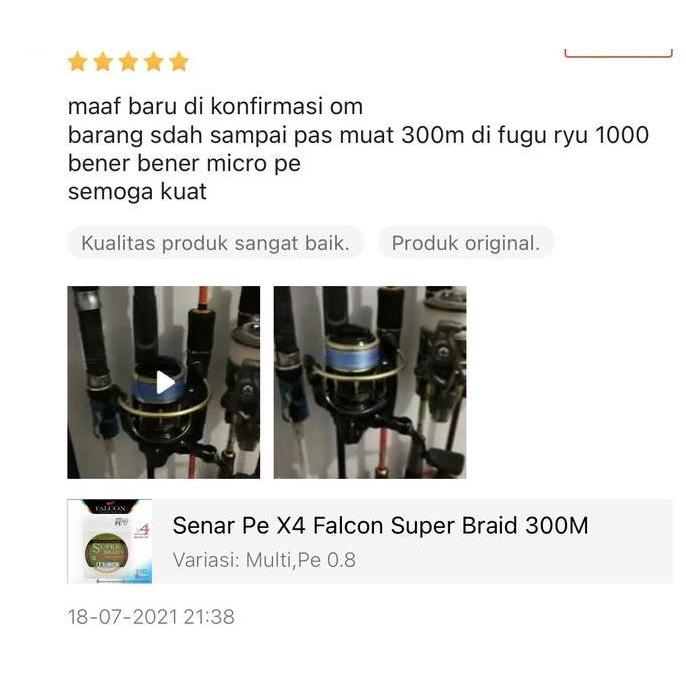 Jaaminkwalitas- Falcon Senar Pe X4 Super Braid 300M 0.6 # 0,10 Mm 5.40 Kg 1Lb Halus & Licin Teknolog