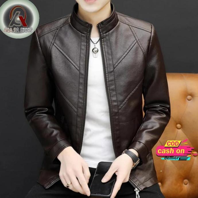 Uomo- Model Jaket Pria Terbaru/Jaket Semi Kulit/Jaket Kulit Sintetis