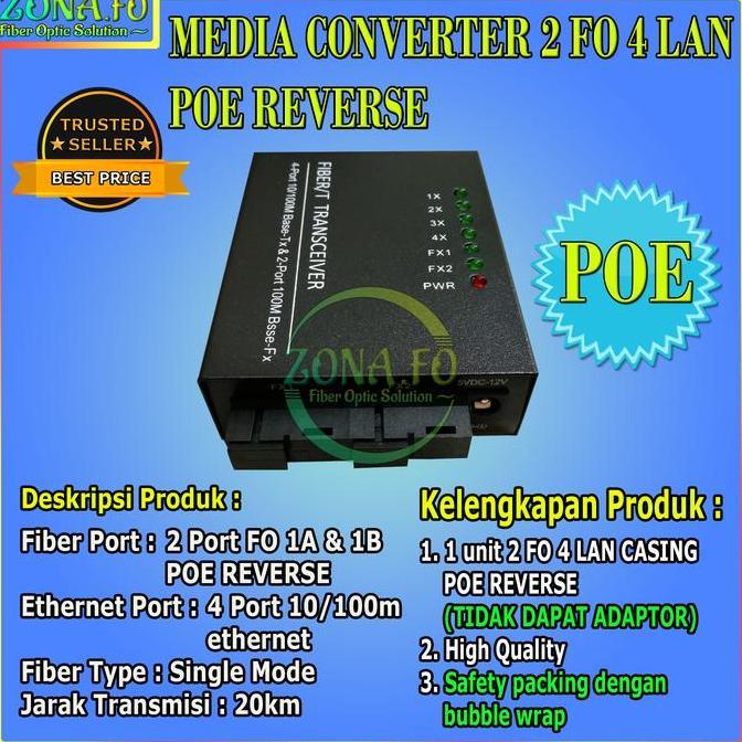 Adabanyak- Media Converter Port Fo 4 Port Lan Poe 10/100 Fo 4 Lan Poe