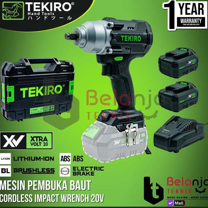 TEKIRO MESIN BUKA BAUT BATERAI XV 20V 1/2 INCH BRUSHLESS CORDLESS IMPACT WRENCH CD-IW2181  DENGAN 2 