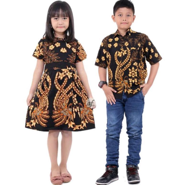 Premium Batik Couple | Batik Anak Cewek Cowok | Kemeja Batik Anak Laki-Laki | Dress Batik Anak Perem