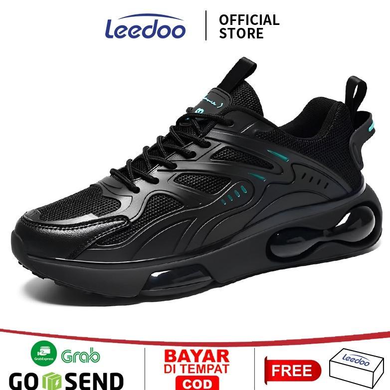 Sales Leedoo Sepatu Jogging Pria Sepatu Lari Olahraga Sneakers Cowok Outdoor Kulit Shoes Hitam Mr718