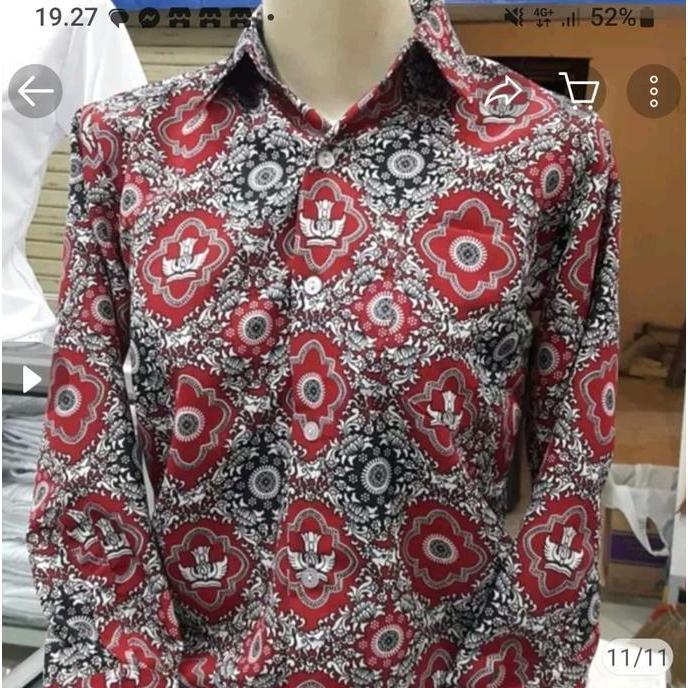 Superiore- Baju Batik Merah Seragam Sekolah Sd Lengan Panjang Seragam Negri ( Unisex ) Kelas 1-6