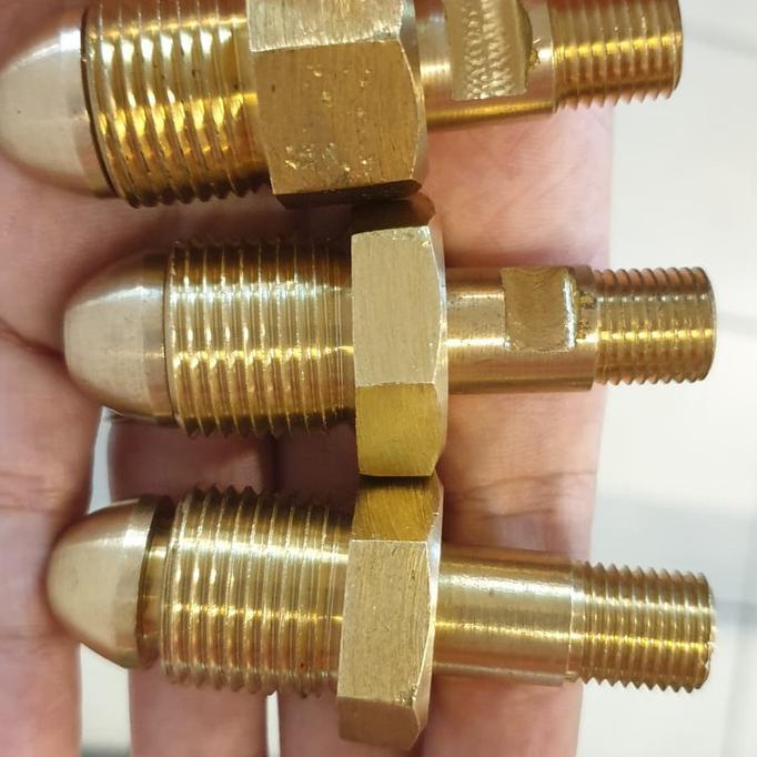 Bullone- Nepel Tabung Oksigen Kuningan 5/8 In 22 Mm Drat Luar Ke 1/4 In Drat