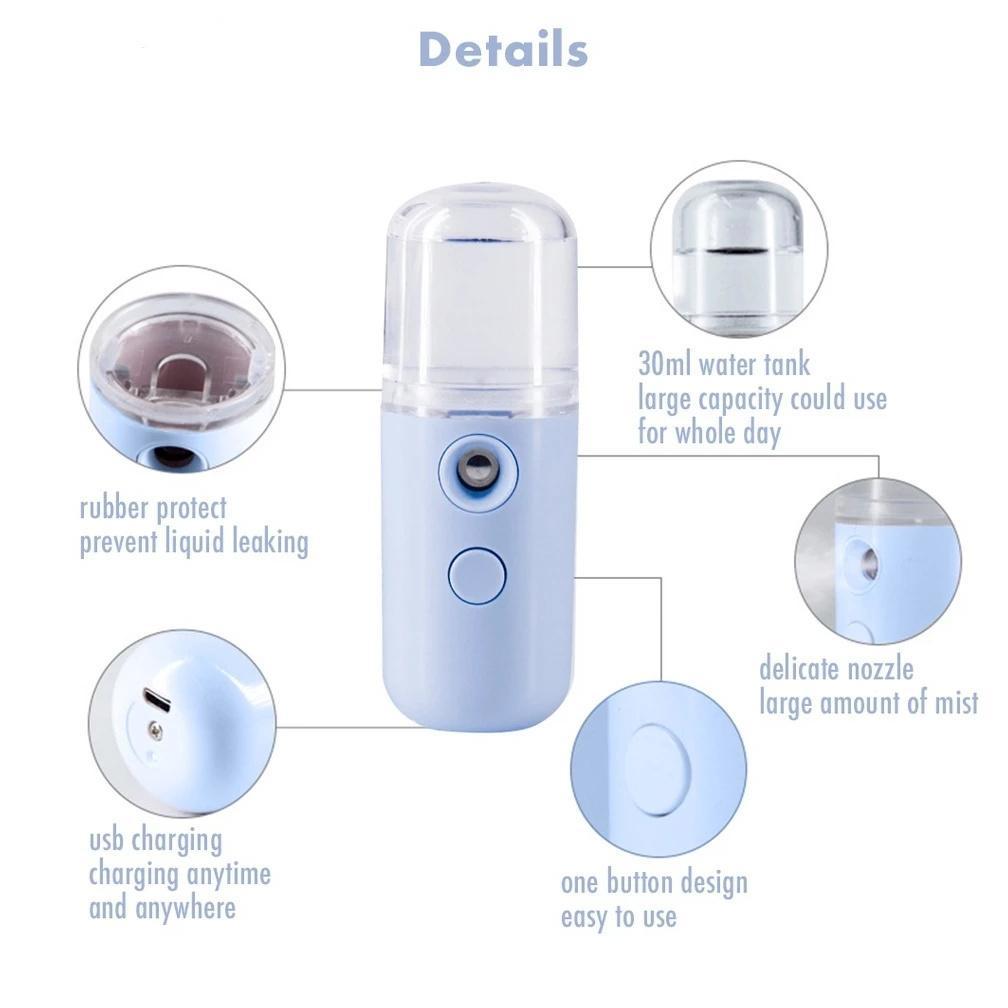 Hot Deals Nano Spray Portable Mini Mist Sprayer Hydrating Usb Rechargeable Pelembab Perawatan Wajah