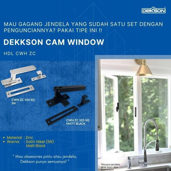 CAM WINDOW HANDLE DEKKSON CWH ZC 104 SQ MATT BLACK Kunci Handle Tarikan Jendela Kayu Rambuncis Kayu 
