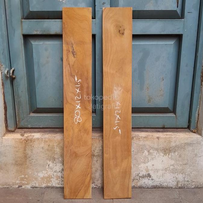 Papan Kayu Jati Perhutani Asli 80X12X1.5CM