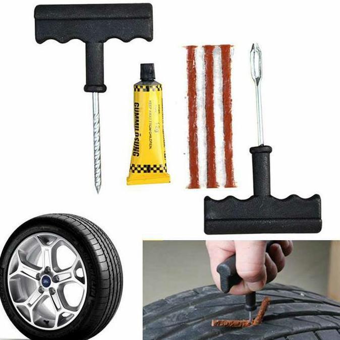 SPLENDENS Paket Peralatan Tambal Ban Tubles Mobil Motor Sepeda / Alat Tambal Ban PROTOK