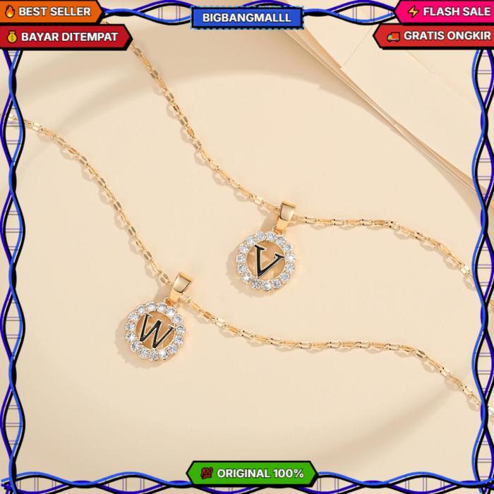 Lanmi Jewelry Kalung Titanium Huruf Wanita Anti Karat Lapis Emas Perhiasan Luntur Rose Gold Huruf Ak