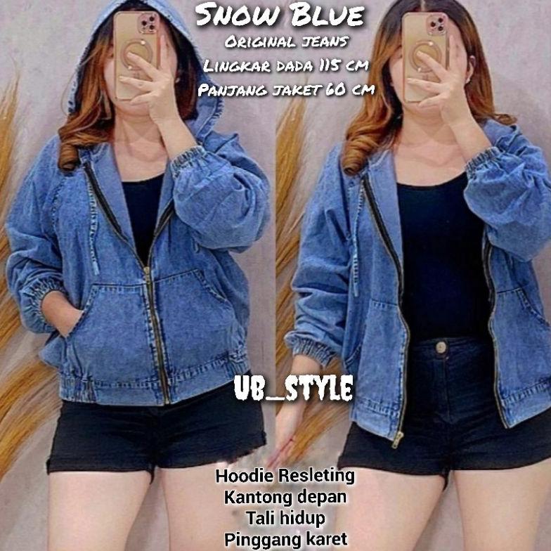 Bagus Jaket Jeans Hoodie Resleting Jaket Wanita Jaket Hoodie Jeans Jaket Resleting