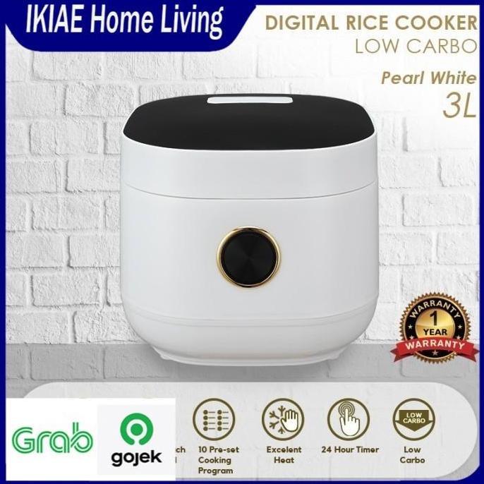 TERLARIS - Ravelle Digital Rice Cooker Low Carbo 3L (1.2L Nasi) -White