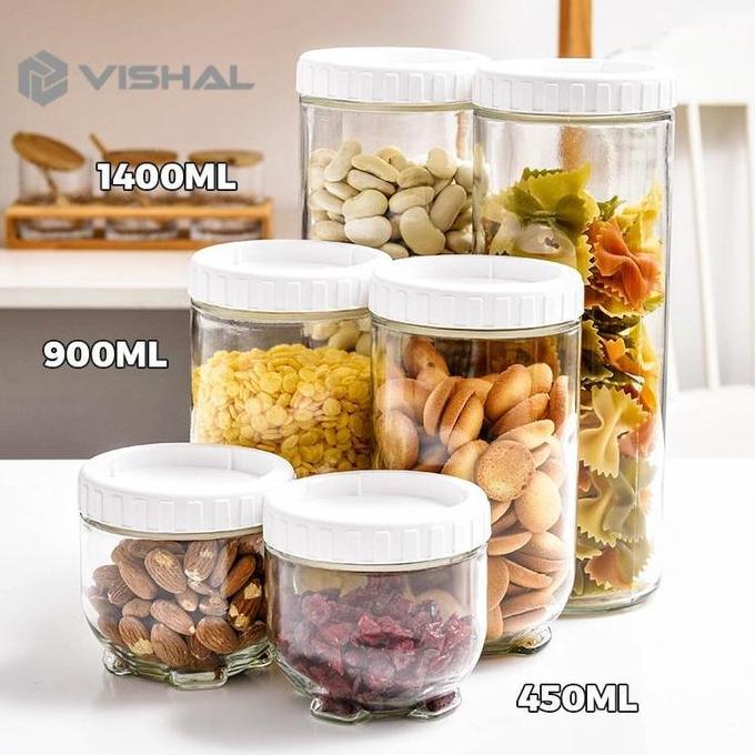 4 In 1 Toples Kaca Set Canister - Toples Satuan / Seal Snack Jar