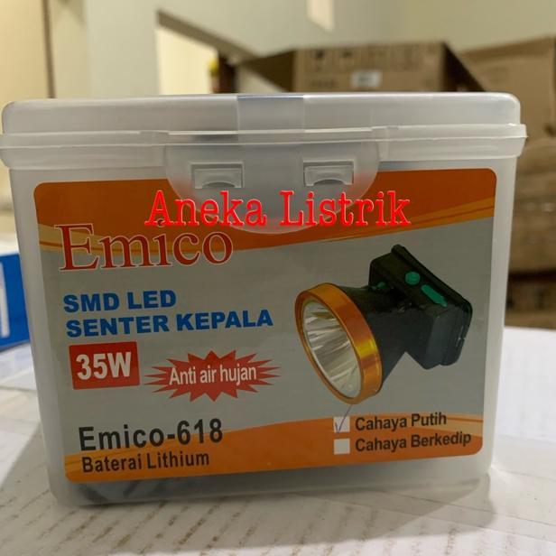 SUKMADHANI SENTER KEPALA LED / HEAD LAMP 35W E-618 EMICO (WATER PROOF) KEPALA BESAR VIRAL