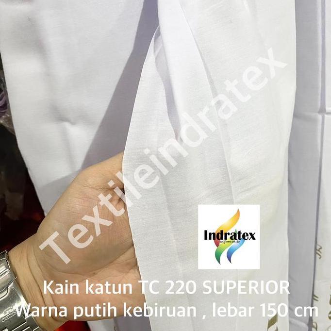 Rantimarian22 - ( Per 1 Roll ) Kain Katun Jepang Putih Polos Tebal Tc 220 Diamond Lebar 150 Cm Si 54