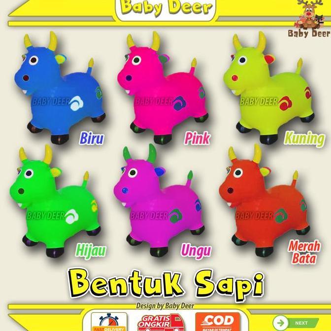 Et04 BENTUK SAPI Kudaan Musik Anak Mainan Jumping Animal Karet Viral Murah Hewan Lucu Jumbo Besar Ha
