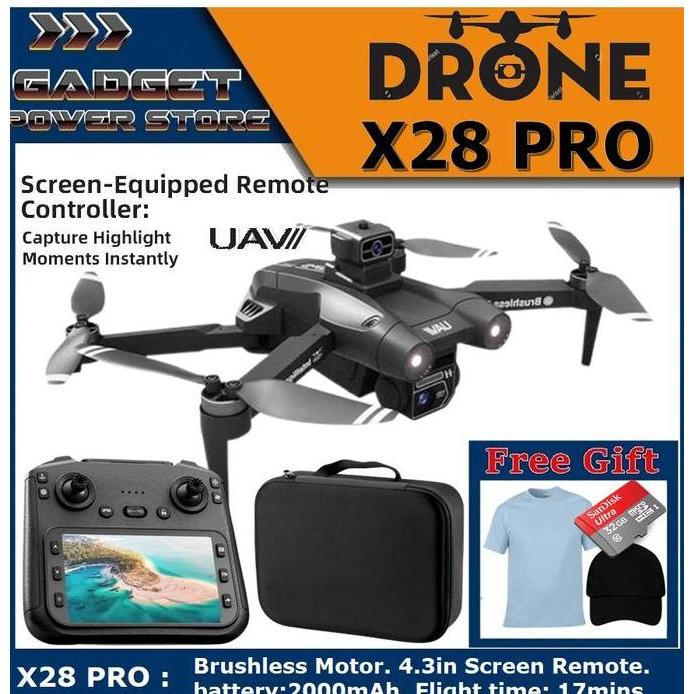 TERMURAH - JJRC X28 PRO GPS With Screen Remote Control Rc Drone Camera fotografi udara profesional A