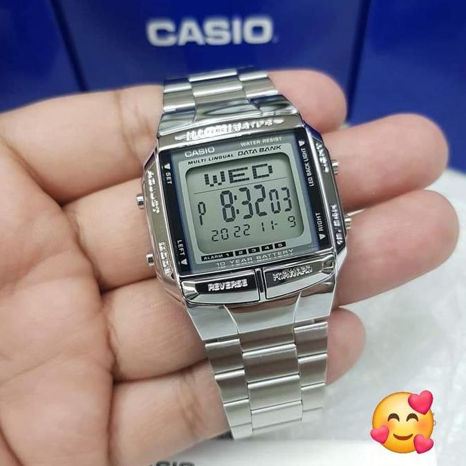 CASIO DB360-1A DB-360-1A SILVER JAM TANGAN RANTAI DIGITAL ORIGINAL