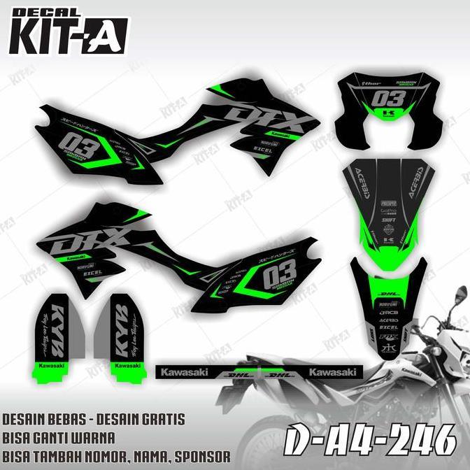 Decal klx dtreker hitam hijau