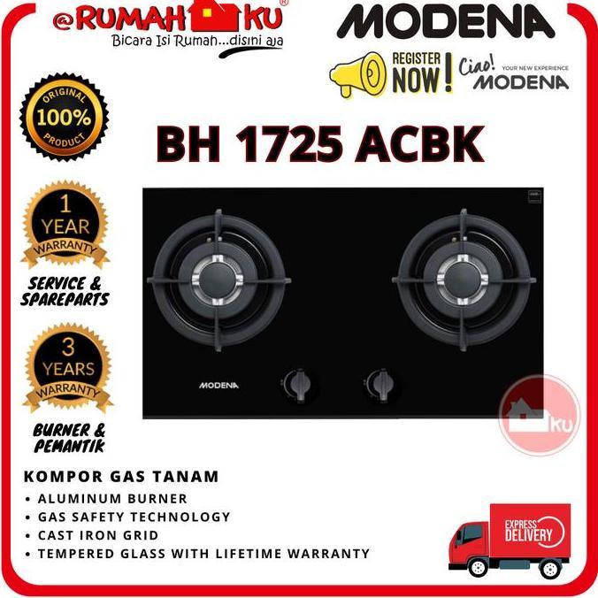 Promo Kompor Tanam Gas Modena Bh 1725 Acbk 2 Tungku