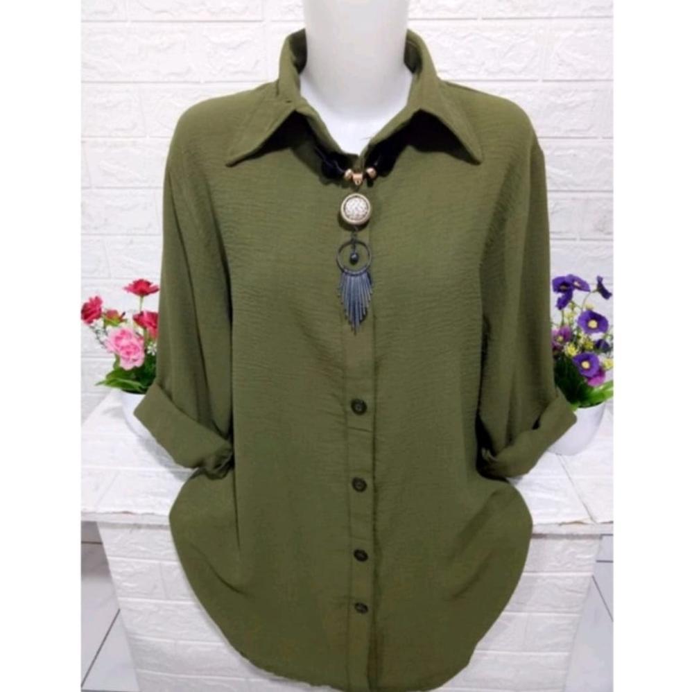 BEST SELLER KEMEJA WANITA CRINKLE AIR FLOW PREMIUM TERBARU / ATASAN WANITA KEKINIAN / BAJU WANITA BA