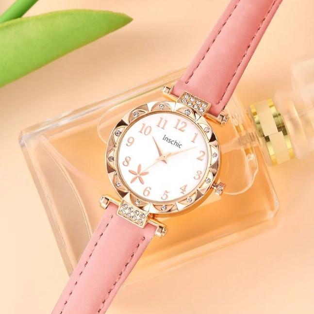 Sale 5PCSINS Jam Tangan Kuarsa Wanita Wanita Bunga Kuarsa Jam Tangan Arab Digital Dial Gelang Set Wa