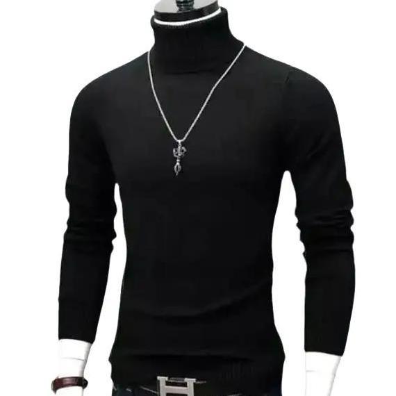 Ivora.magadea - Turtleneck premium pria lengan panjang korean style Kaos leher tinggi rajut  Sweater