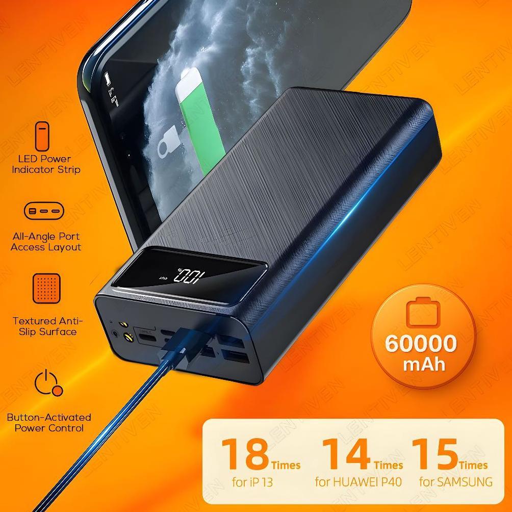 BEST DEALS LENTIVEN POWERBANK 60000MAH 4 USB FAST CHARGING